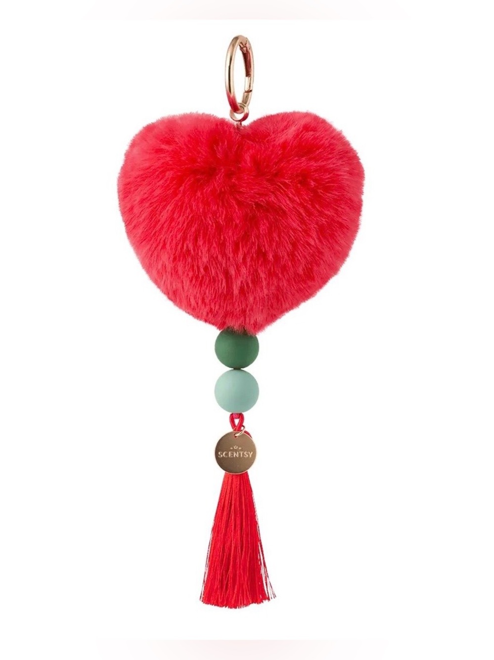Scentsy ❤️ Red Heart Charm Purse Clip Christmas Cottage fragrance Pom Pom NWT